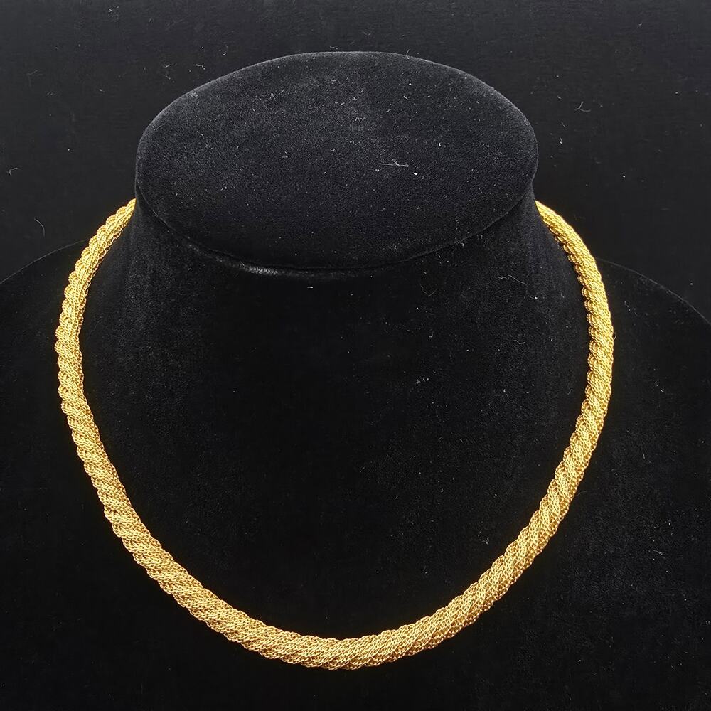 Trifari Gold Tone Twisted Rope Necklace Vintage Costume Jewelry